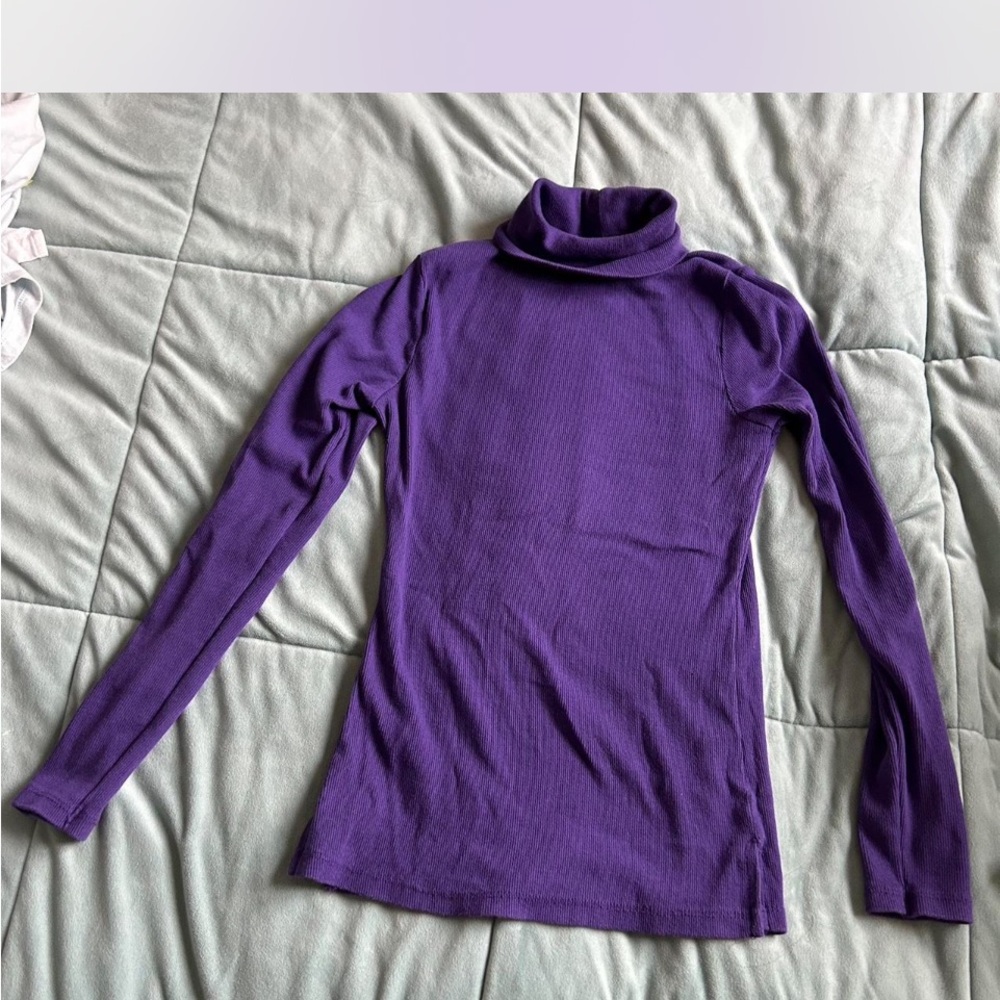 Purple Turtleneck Long Sleeve Top
